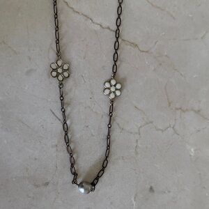 Chan Luu Black and White Floral Necklace